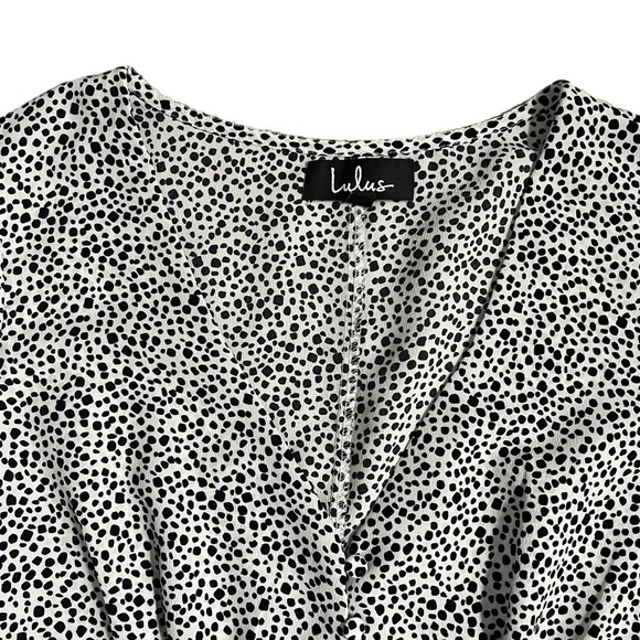 LULUS WHITE/BLACK “SWEET SPOT” CHEETAH PRINT BUTTON UP LONG SLEEVE BLOUSE XS - Picture 5 of 10